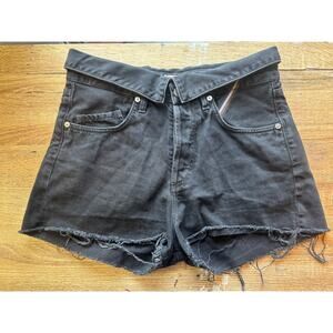 Jean Atelier Flip Shorts Button Fly Black Denim 5 pockets Women's 26